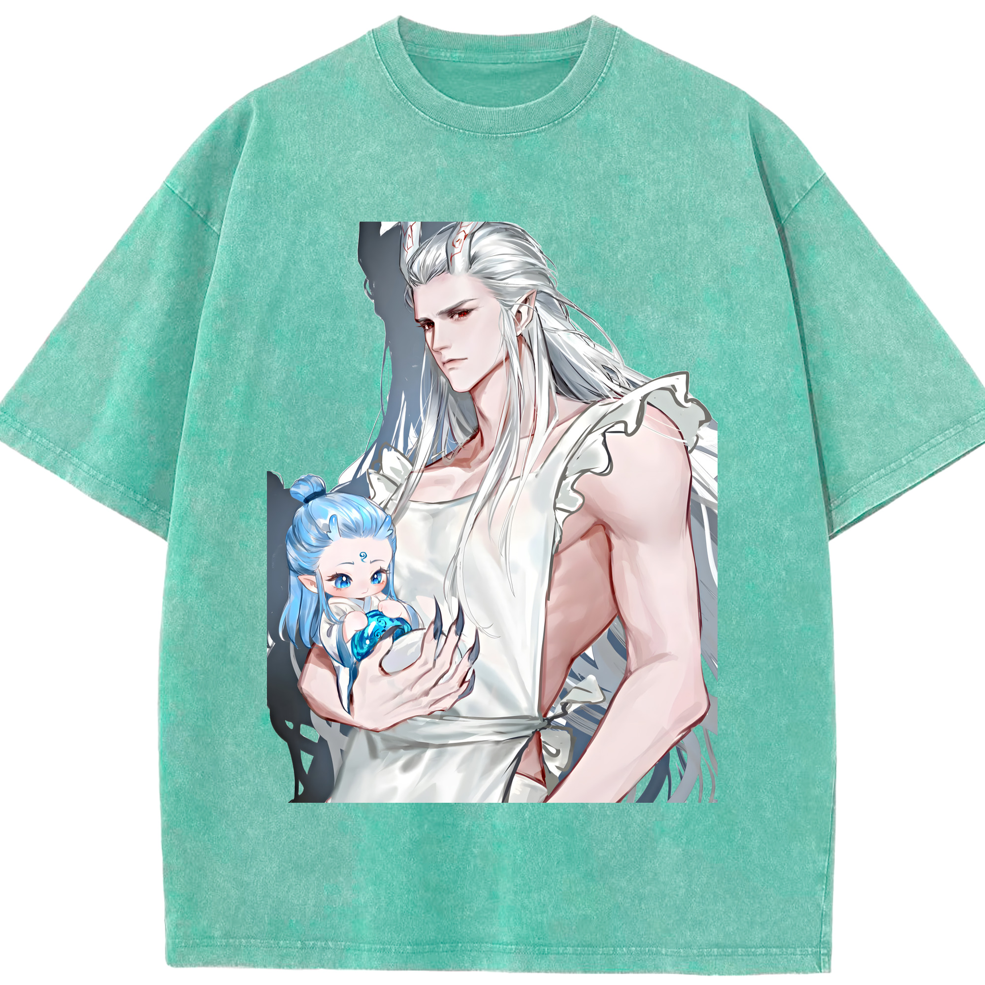 （画像用） Ne Zha 2 ナタ 魔童の大暴れ 綿100% ヴィンテージ風 半袖Tシャツ（フロントプリント）